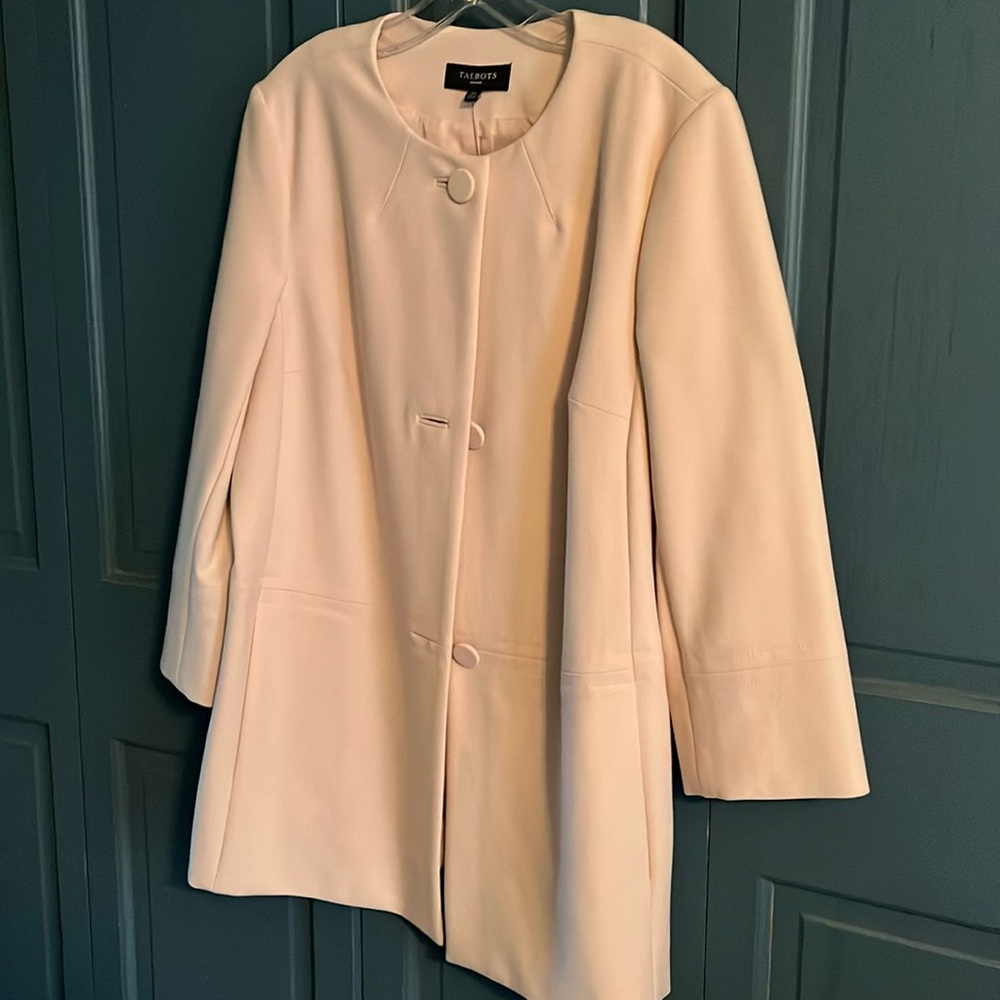 Talbots topper.  Blush pink with matching lining. Size 16p